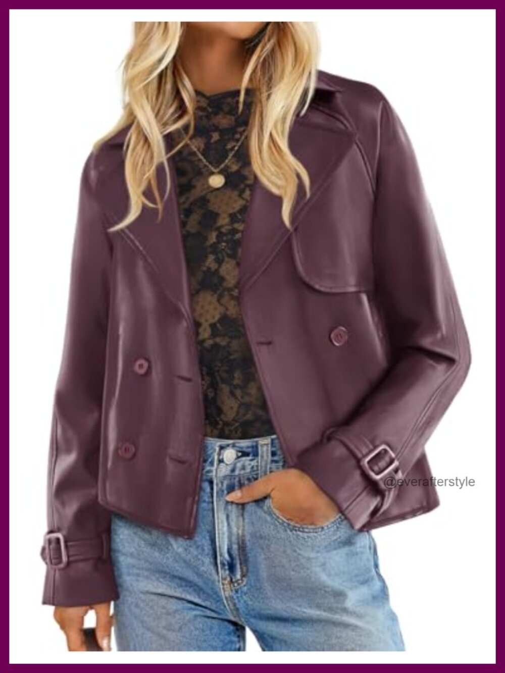 Faux Leather Motorcycle Jacket Button Down Moto Biker Outwear